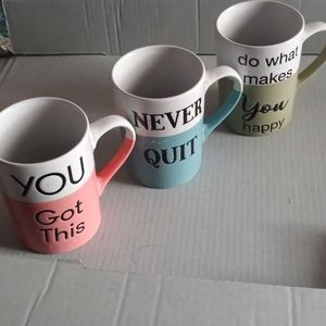 Lot Of (3) Extra Tall Affirmation Mugs NEW